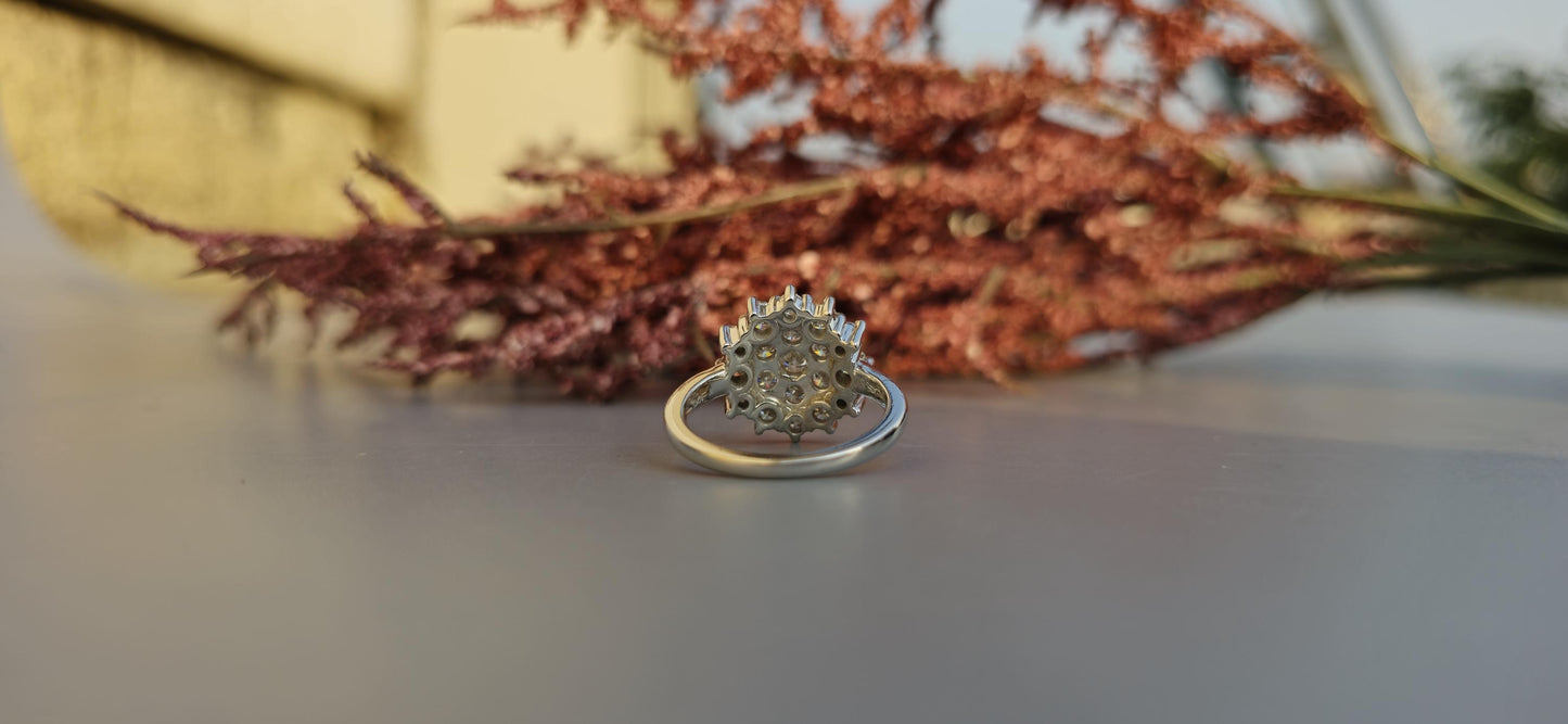 Double halo Cluster Art Deco Moissanite Floral Flush Set Engagement ring, statement ring, Right hand ring, cocktail ring, ring for women