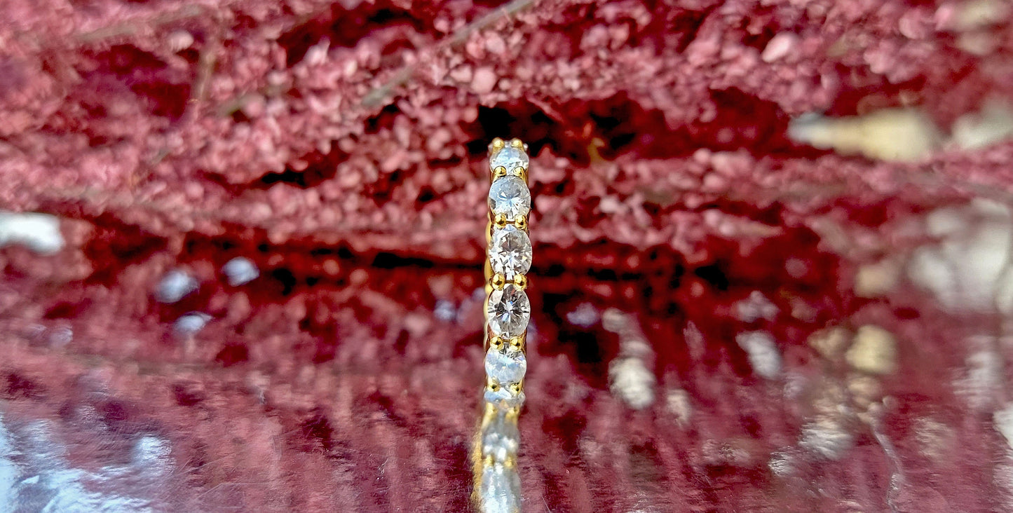East West Oval Cut Colorless Moissanite Wedding band, Full\Half Eternity Ring, Stackable Ring in 18k\14k\10k White\Yellow\Rose Gold