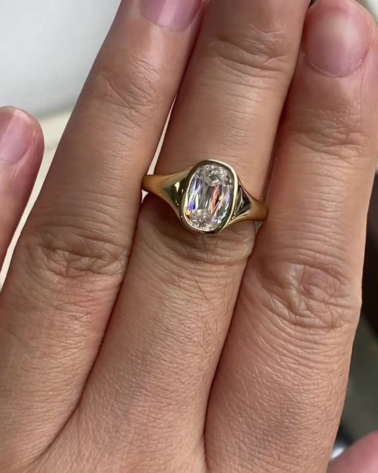 Bezel Set Criss Cut Elongated Cushion Moissanite Solitaire Engagement Ring, Ring for women, Unique cut ring, Gift for her\wife