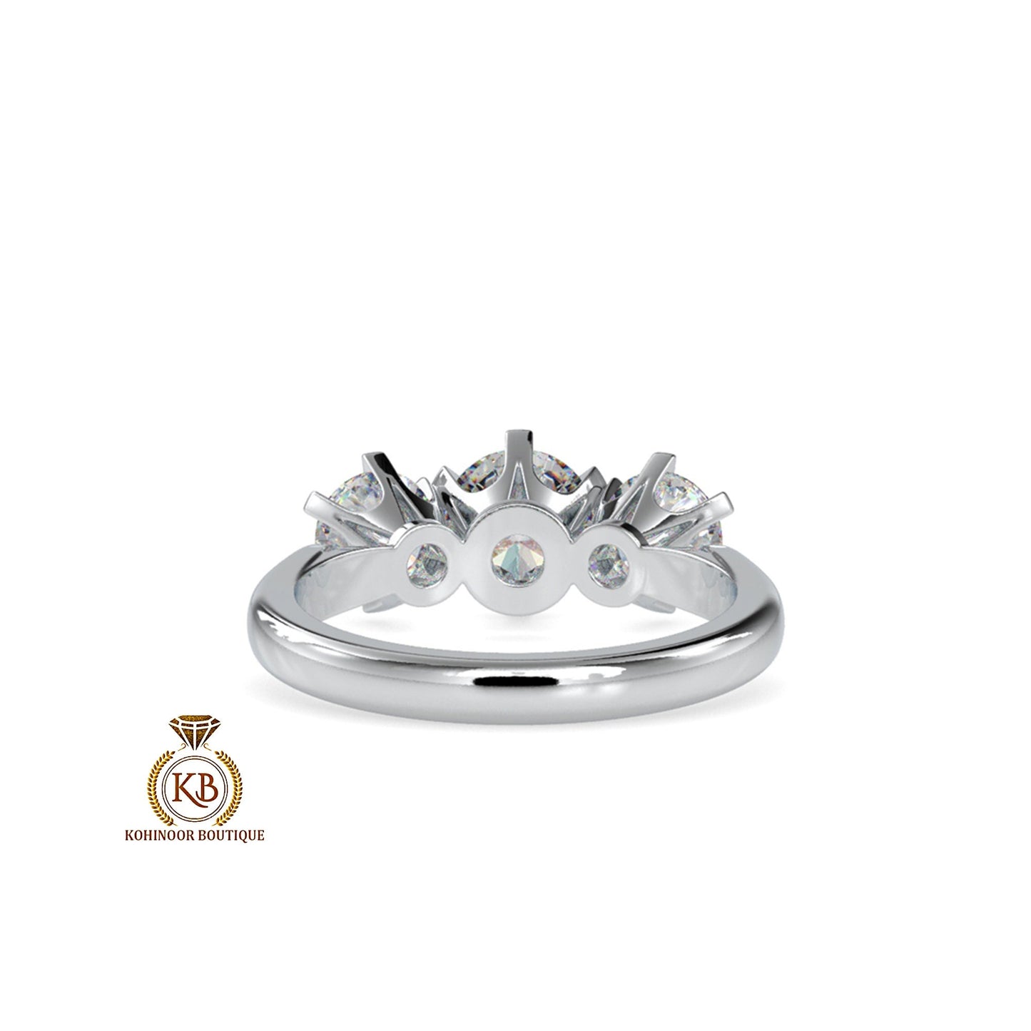 Round Cut Moissanite 3 stone Engagement Ring, Round cut trilogy, Three stone engagement ring, High profile set ring, Ring for her