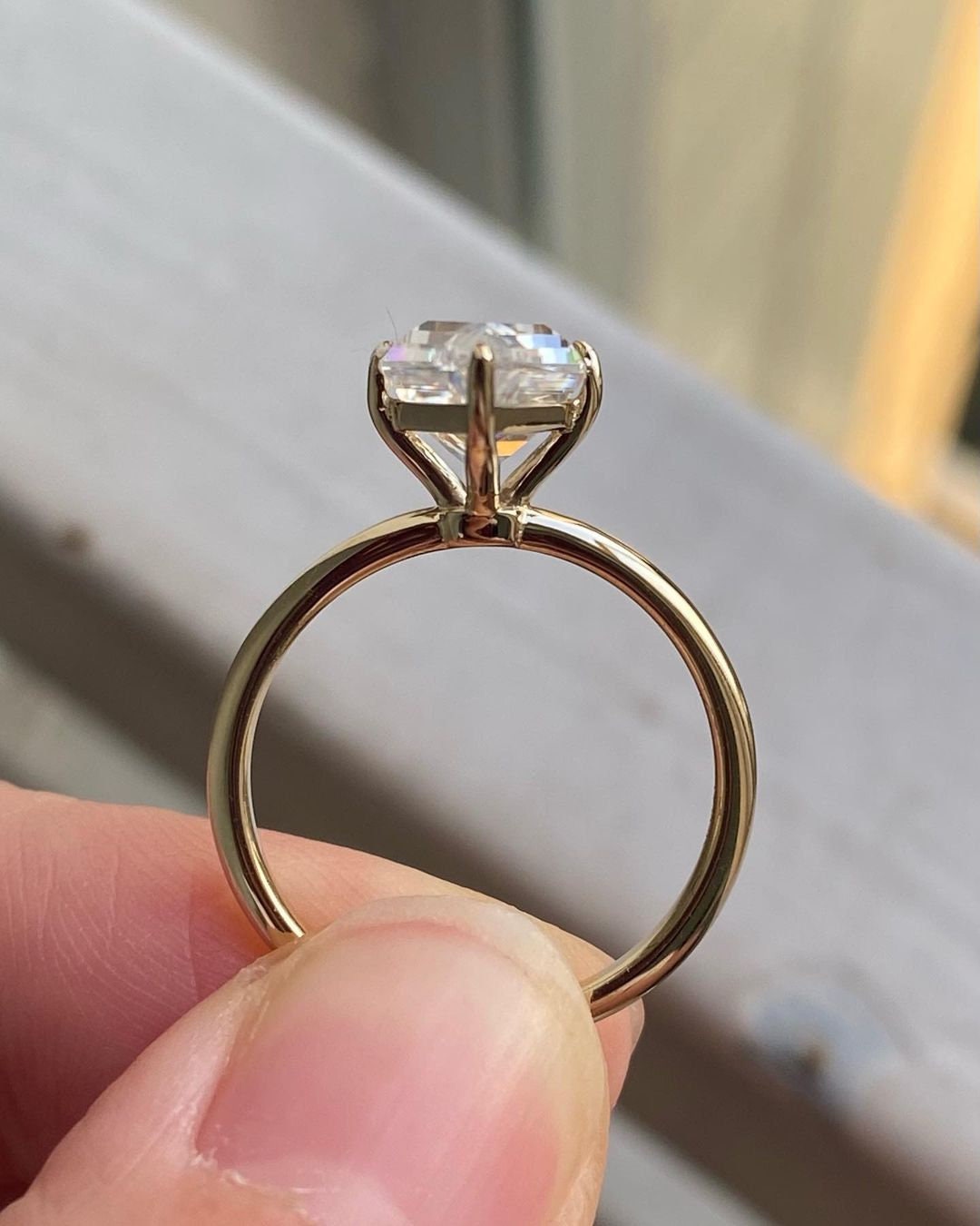 Step Cut Lozenge Cut moissanite Solitaire Engagement Ring, Gift for her, Rings for women, Promise ring, Proposal Ring
