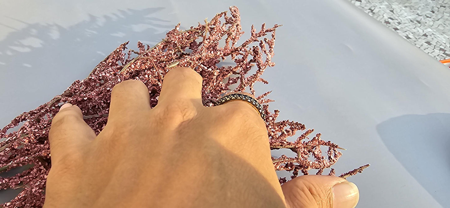 Lab grown Blue Sapphire Georgian Cut-Down Blackened Gold eternity band, also available in half eternity, wedding band for women