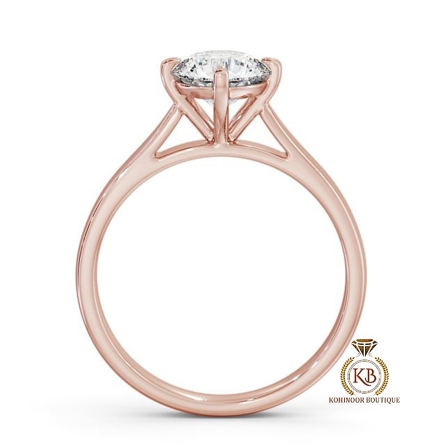 Compass prong set Round Cut Classic Solitaire cathedral set Moissanite Engagement Ring in 18k\14k\10k, ring for her, gift for women.