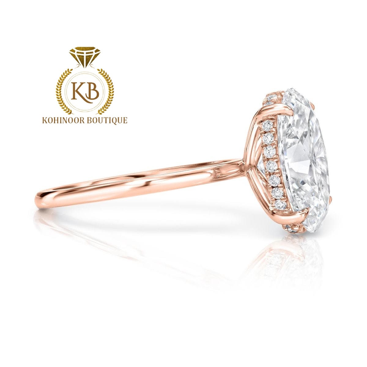 Oval Moissanite Diamond Solitaire Hidden Halo Engagement\Propose\Anniversary\Promise Ring in 18k\14k\10k White\Yellow\Rose Gold