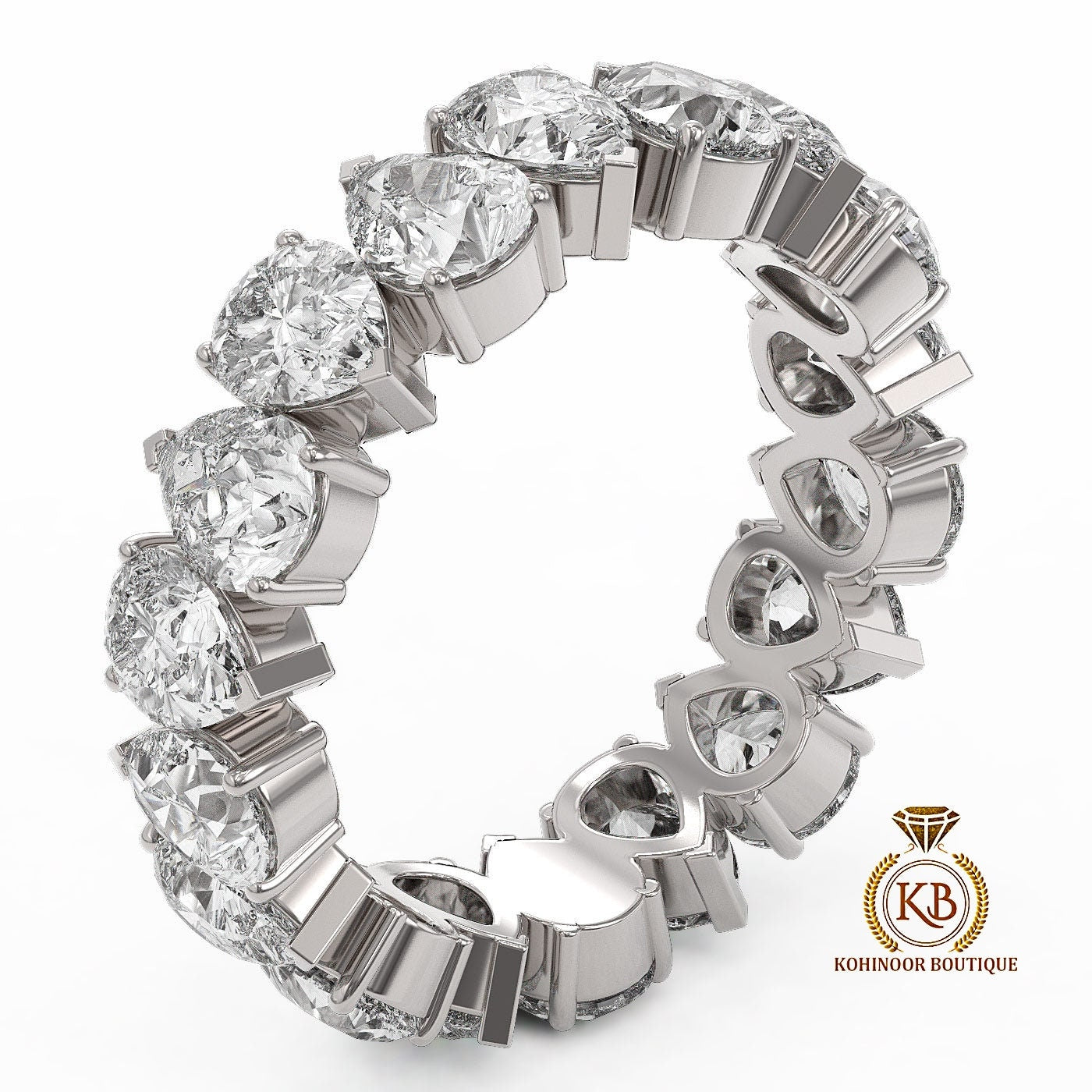 Pear Cut Moissanite half\full eternity wedding band, Bridal stackable, minimalist ring, Anniversary Ring in White\Yellow\Rose Gold