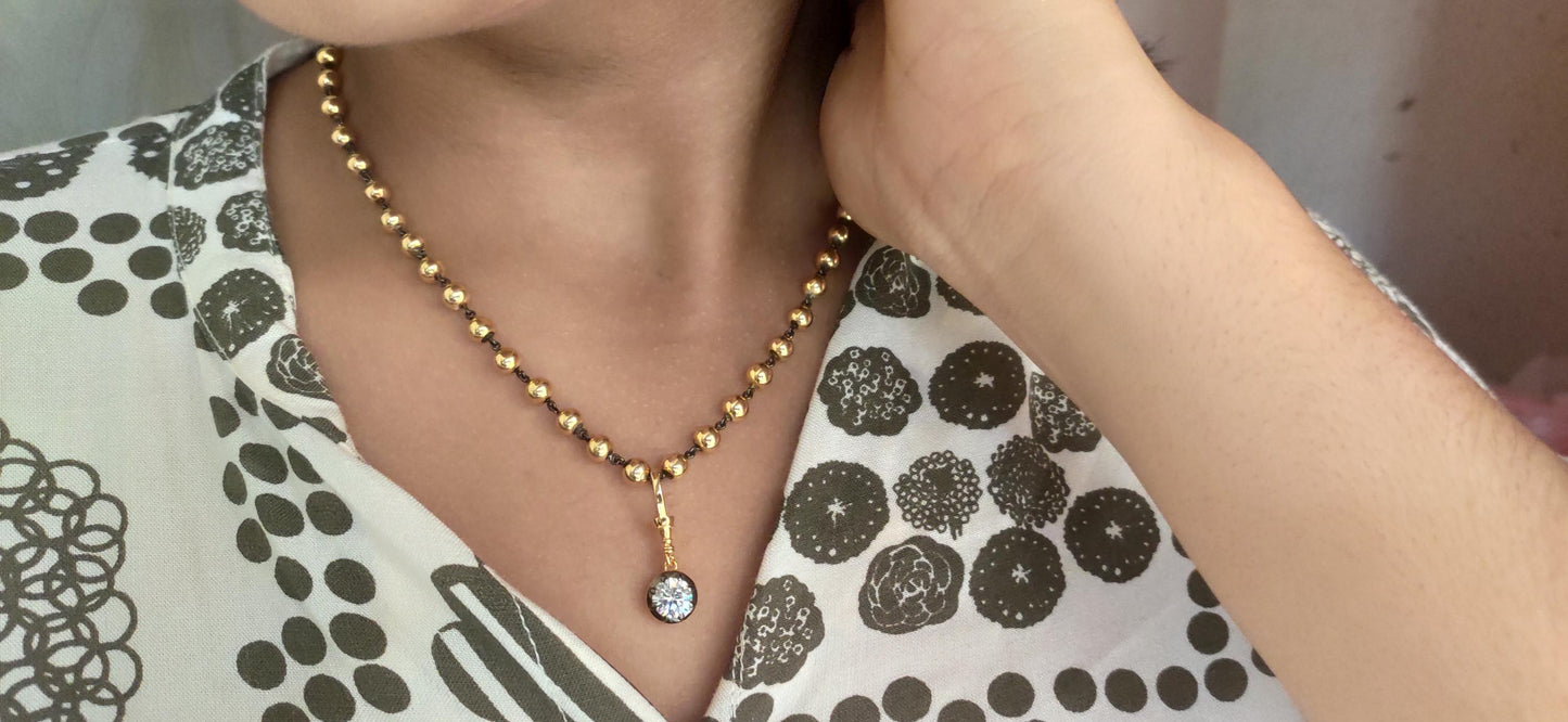 Round Cut Moissanite Pendant, Swivel Clasp Collet set Georgian cut down Button back set Pendant without chain.