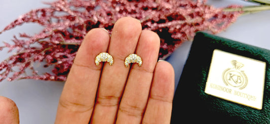 Croissant shape Lab grown cluster studs for her, Earrings studs for women