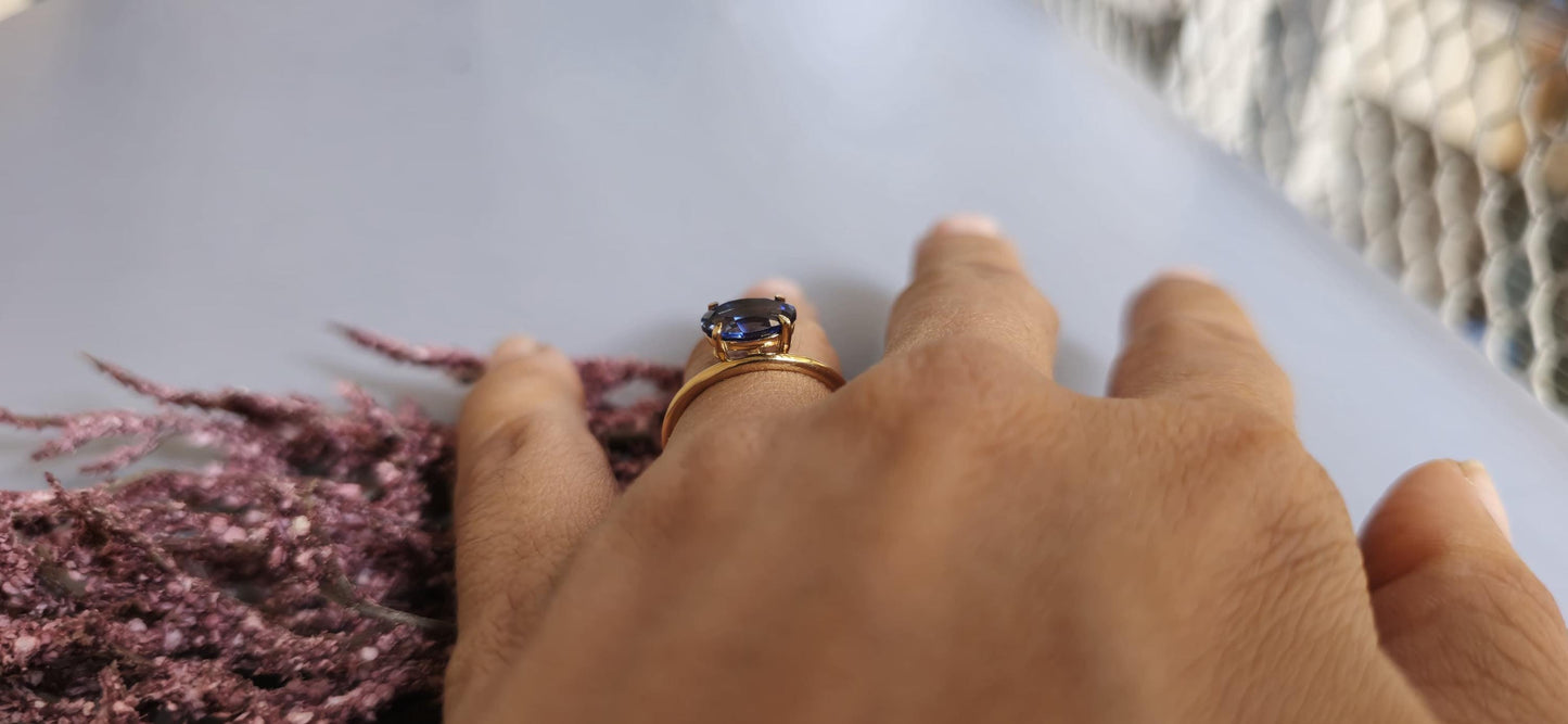 East West  set Corn flower Blue sapphire oval Cut with floating setting ring