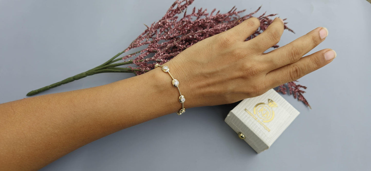 Moissanite Round cut bezel set button back Tennis Bracelet, Bracelet for women, Bracelet for her\girls, Anniversary\Birthday\Christmas gift