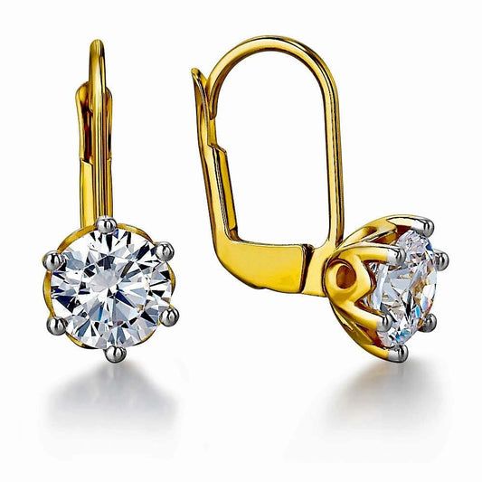 Tulip drop earrings, Lotus petal basket set Round Moissanite Hang on a Huggie Drop Earrings for women 10k\14k\18k White\Yellow\Rose Gold
