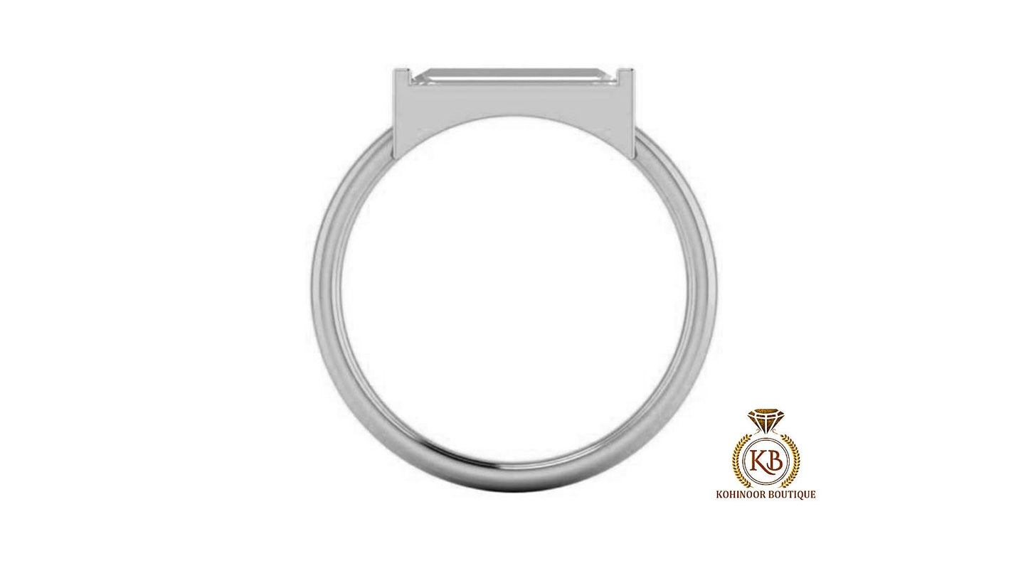Elongated Baguette Moissanite engagement ring, East West Set Baguette , Statement minimalist daily wear right hand ring, stackable ring