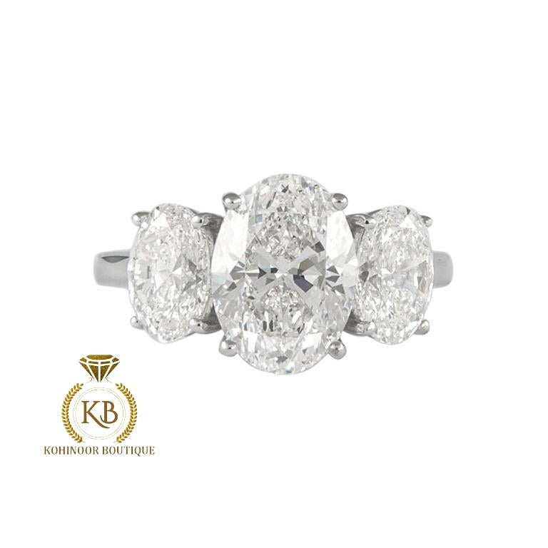 Classic 3 Stone Oval moissanite Engagement Ring, ring for her, 3 stone anniversary ring, ring for women, gift for her.