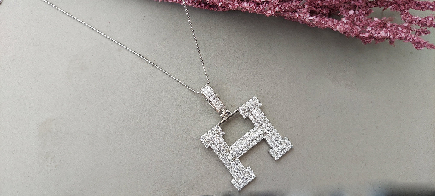 Hip Hop Pendant, Moissanite Alphabet Letter Pendant ,iced out Alphabet Initial Pendant in 10k\14k\10k Rose\White\Yellow Gold