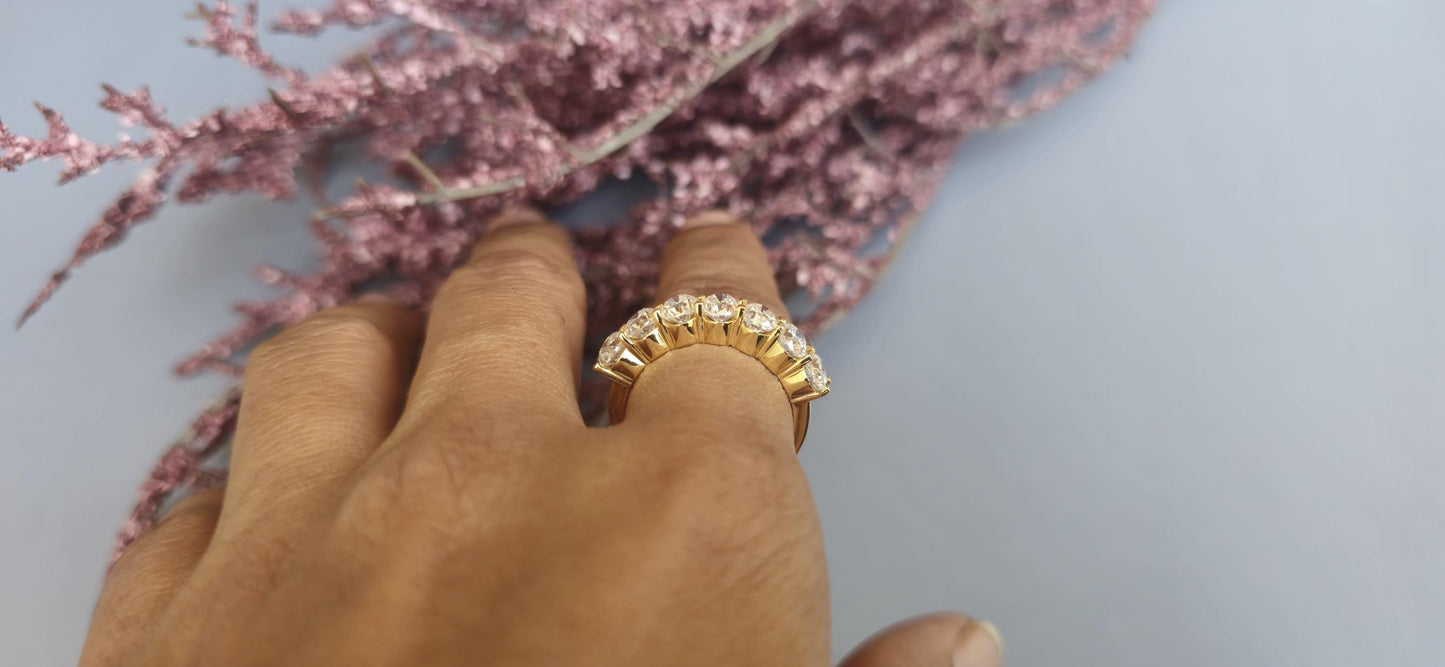 Oval 7 stone Moissanite Anniversary band, Anniversary gift for wife, Ring for her, Promise Ring