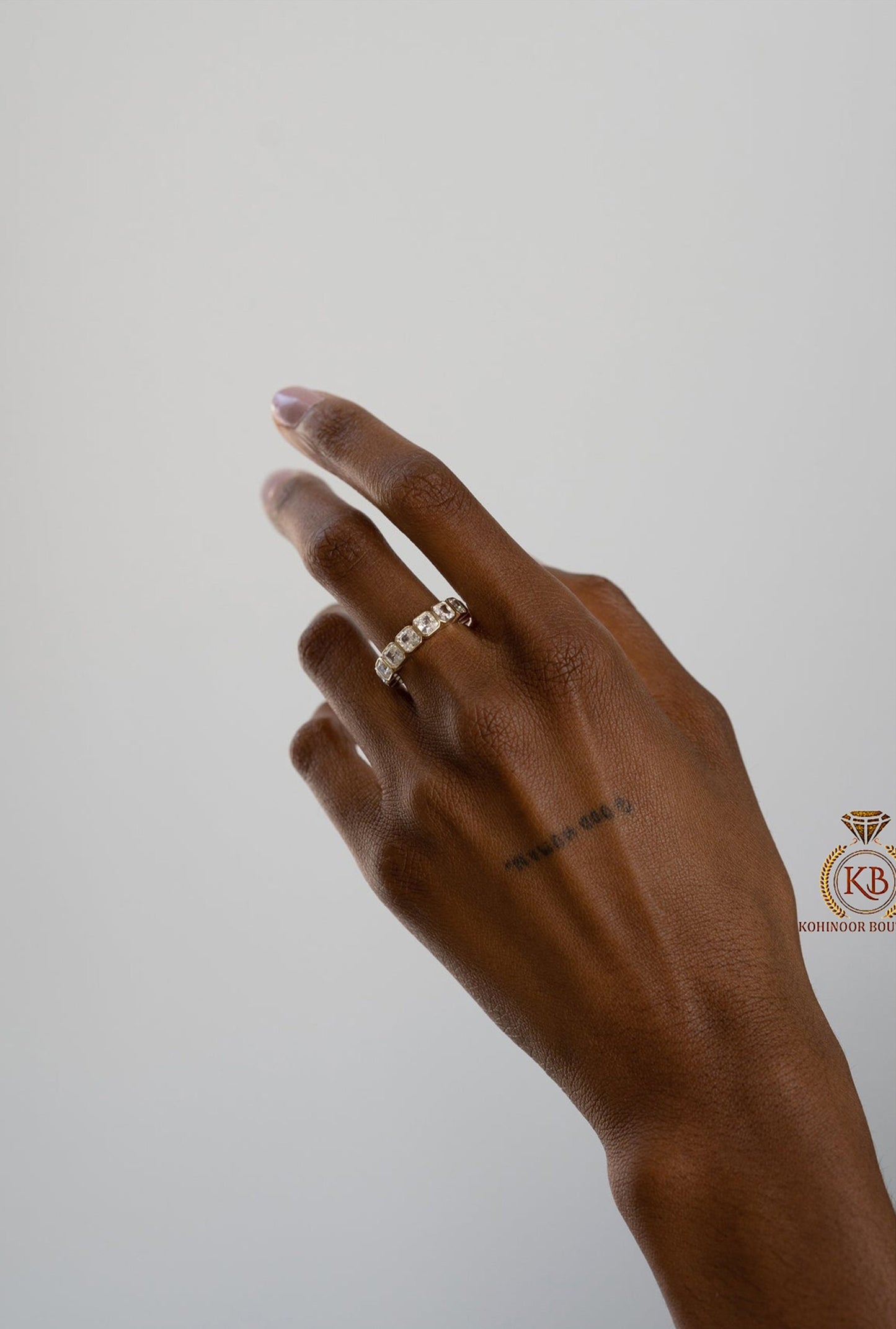 Asscher Moissanite eternity band, Full Half eternity wedding band, stackable band, wedding anniversary gift for wife, ring for women
