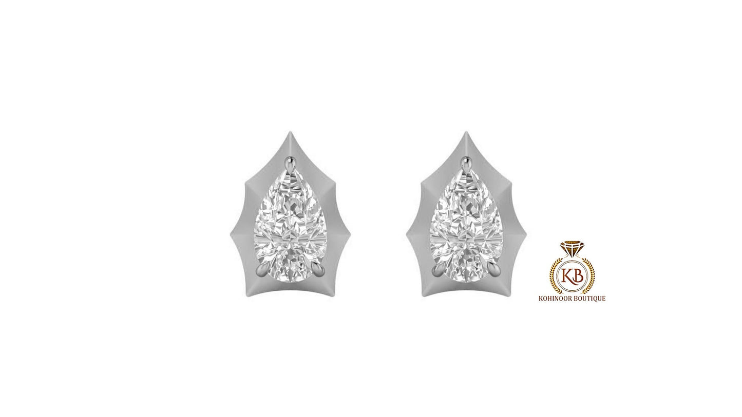 Pear Cut Moissanite in Georgian cut down setting, Solitaire Stud Earrings, Wedding Earrings,Push Back Earrings,Anniversary Studs