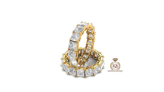 Asscher Octagon Cut Moissanite Half\Full Eternity Infinity statement Bridal stackable wedding band in White\Yellow\Rose Gold