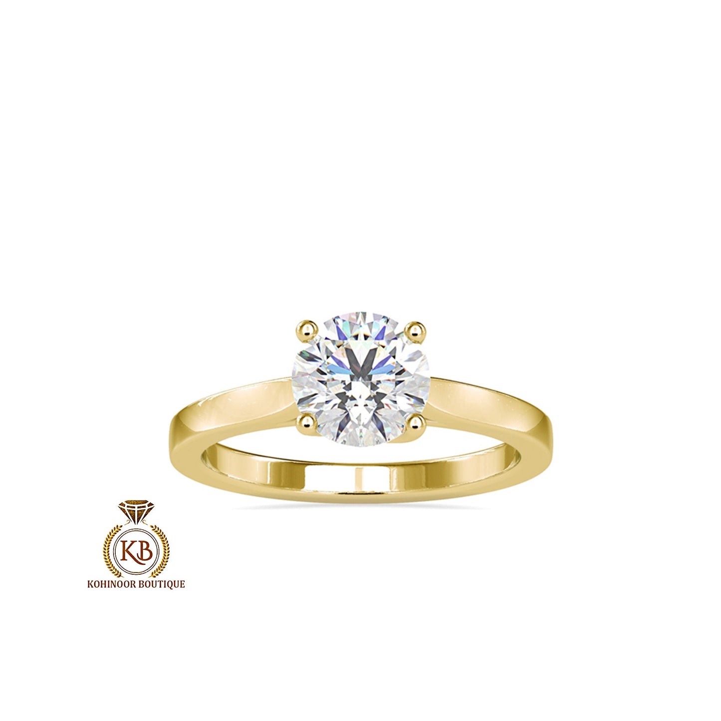 Round Cut Moissanite Classic Solitaire ring with Heart shaped Basket, Ring for women, Gift for her.