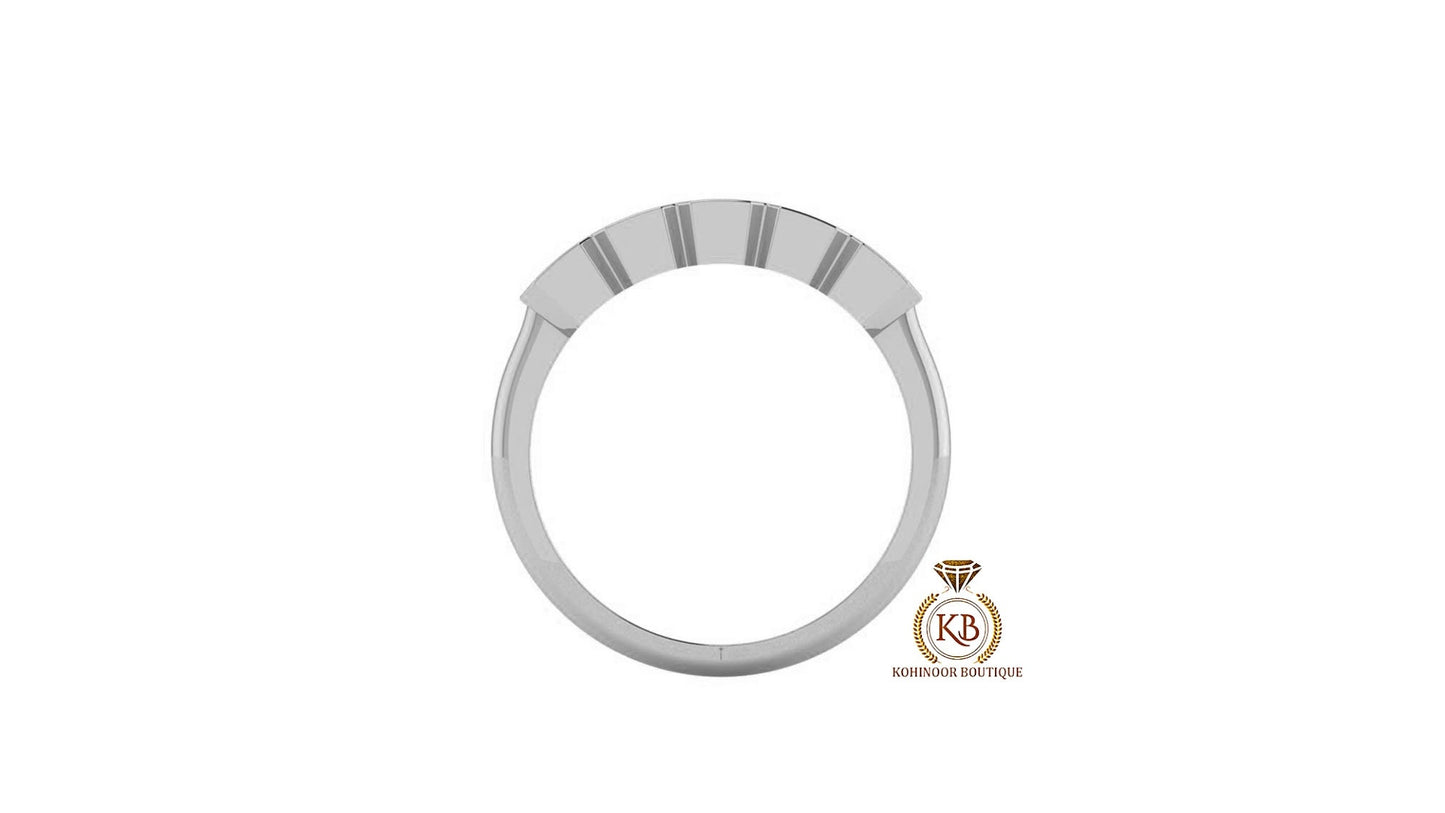 Asscher Cut 5-Stone Moissanite Anniversary half-hoop style  Band, Half bezel Asscher 5 stone band, Gift for wife, Half eternity ring,