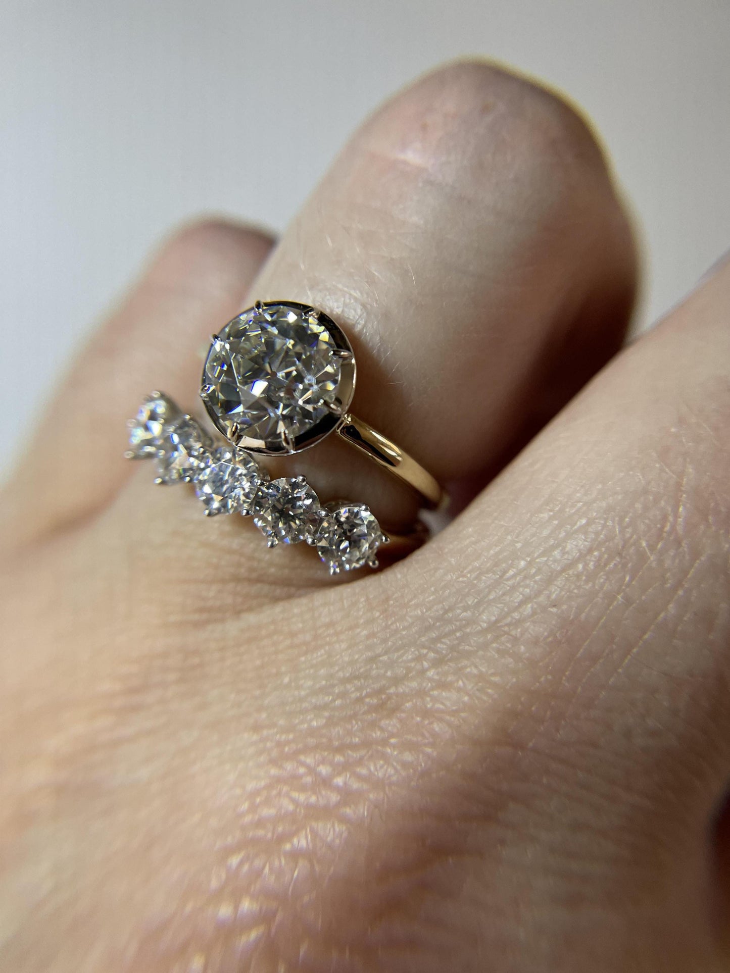 Old European Cut OEC Round Button Back Georgian Cut Down Set Moissanite Solitaire Engagement ring available in 10k,14k,18k,silver,Platinum