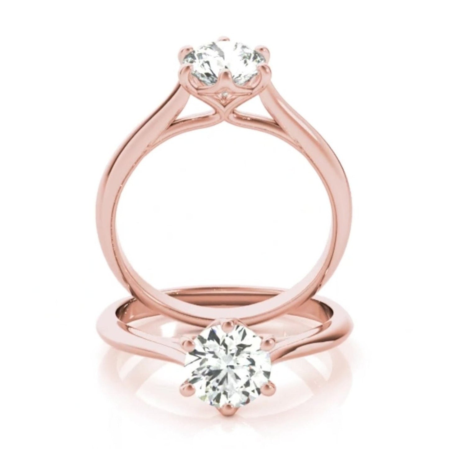 Round Cut Moissanite Cathedral Trellis set Solitaire Engagement ring, Classic solitaire ring, ring for her, ring for women, gift for her.