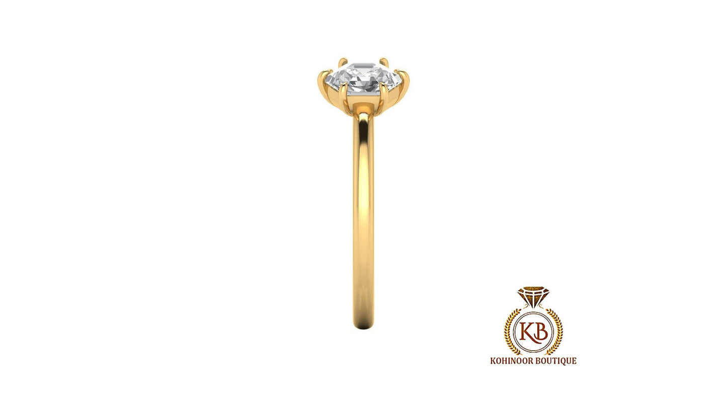 Half moon & Hexagon Moissanite Toi Et Moi two stone Engagement ring, promise proposal ring, mother child ring, gift for wife mother women