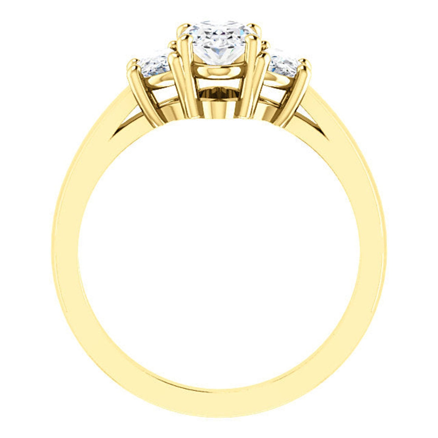 3 Stone Oval & Half Moon Moissanite Engagement ring, ring for her, gift for women, 3 stone engagement ring.