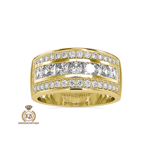 Channel set Princess & Round Cut Moissanite Engagement\Proposal\Anniversary\Wedding Ring for Men\Women\Unisex Band