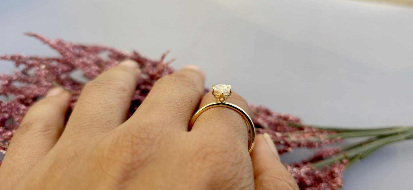 Marquise Cut Hidden Halo Tulip floral basket, IGI certified Lab grown diamond Engagement Ring, Anniversary gift for wife, Ring for women