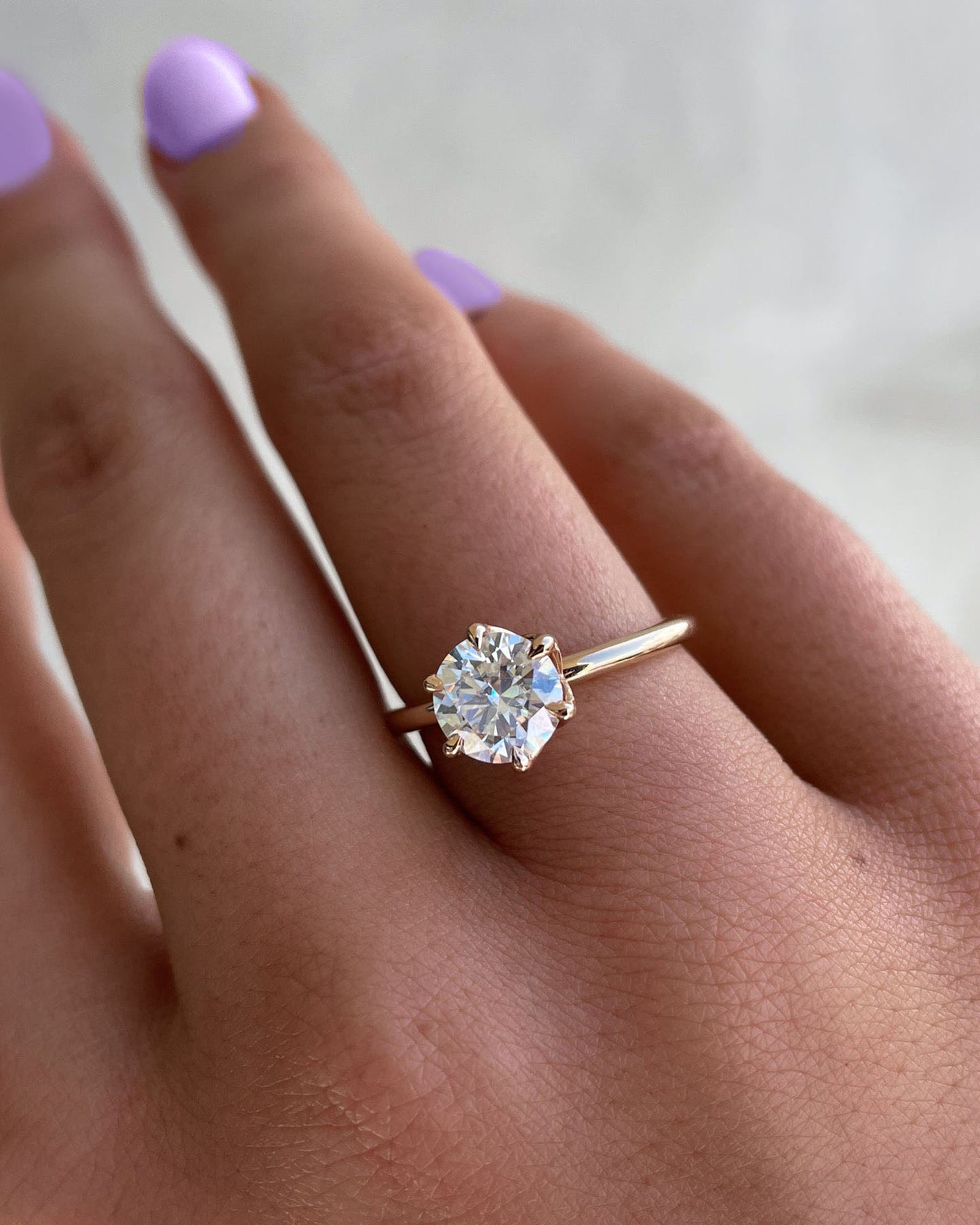 Tulip Lotus Prong Round Moissanite Solitaire Engagement Ring,flower basket  Promise\proposal Ring.