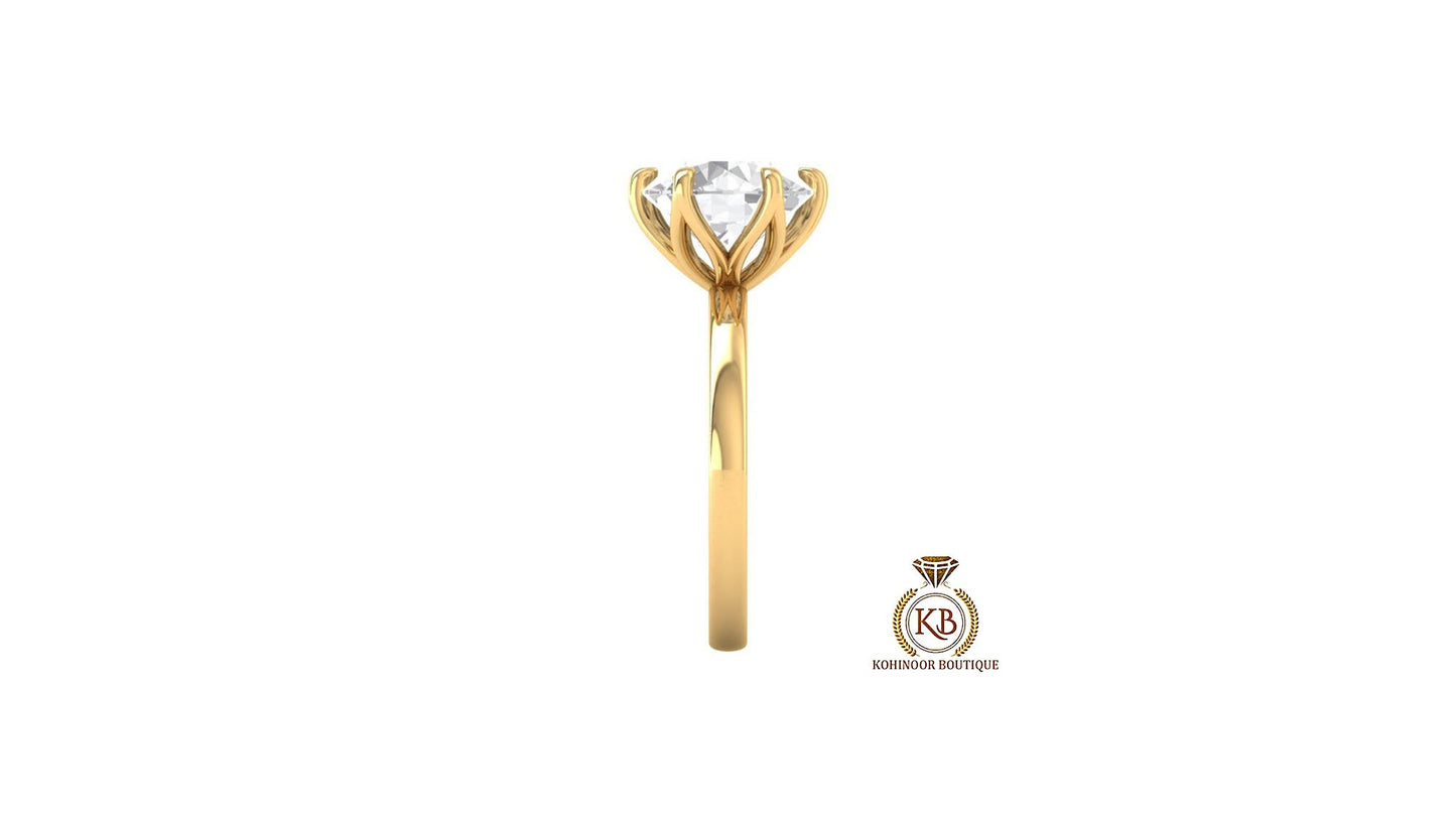 Tulip Lotus Prong flower basket Solitaire Moissanite Engagement Ring, ring for her, propsal ring, promise ring.