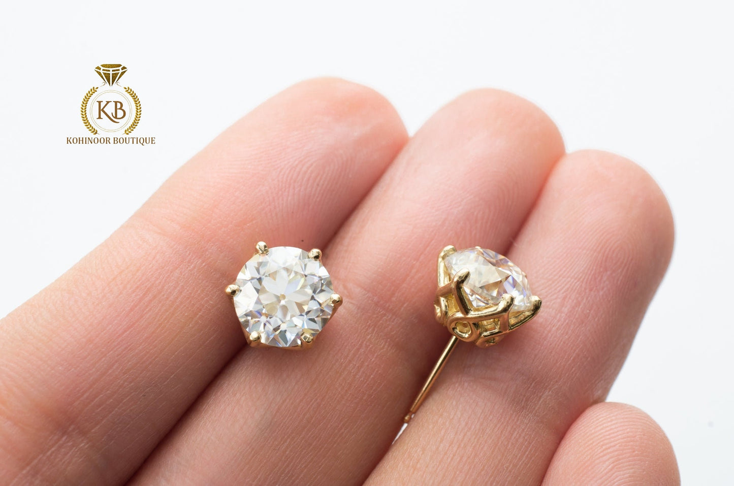 Old European cut OEC Moissanite Earrings studs, Moissanite Stud Earrings, Round Moissanite Earrings, Customized them in any size