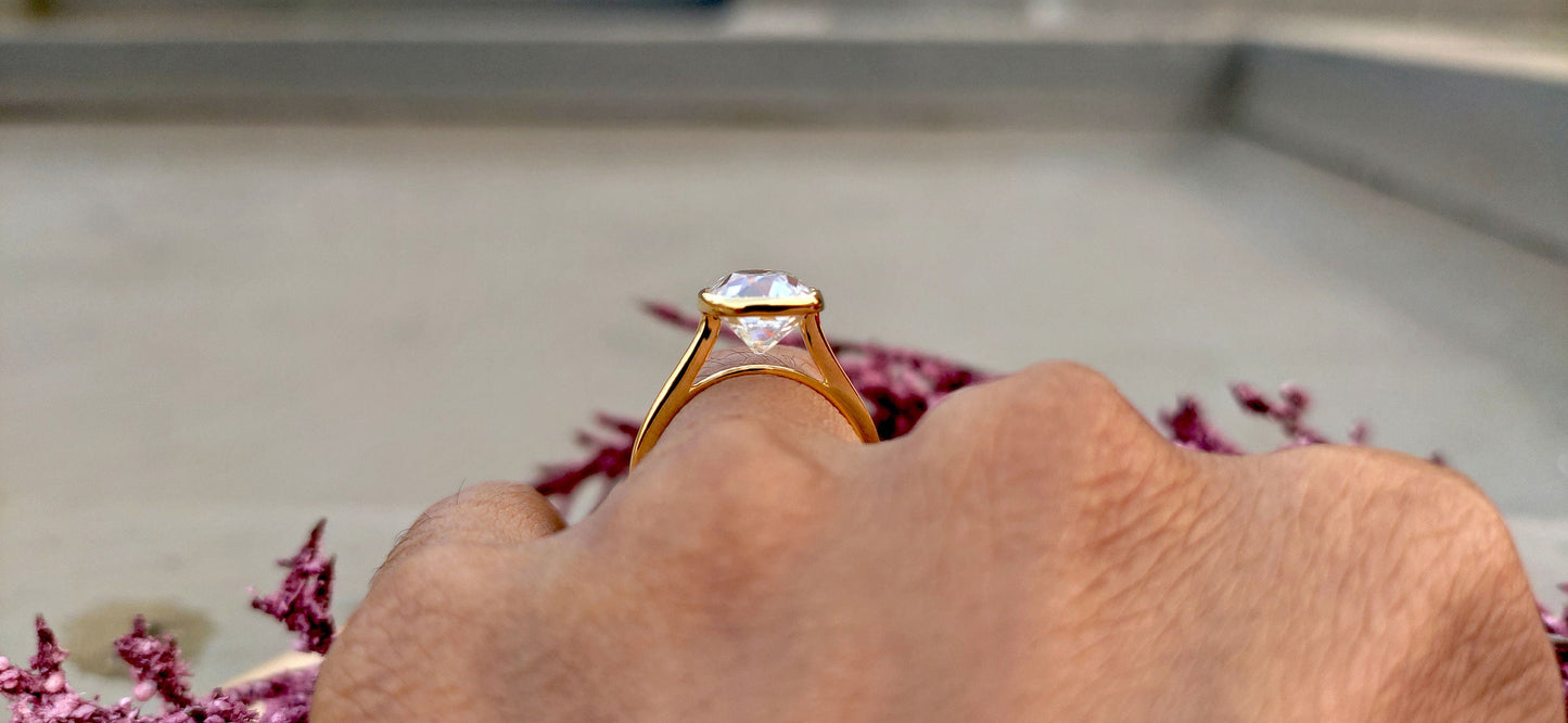 Old Mine Cut OMC Elongated Cushion Cut Moissanite invisible bezel Cathedral set Engagement Ring, Antique Bezel Set Ring, Proposal ring.