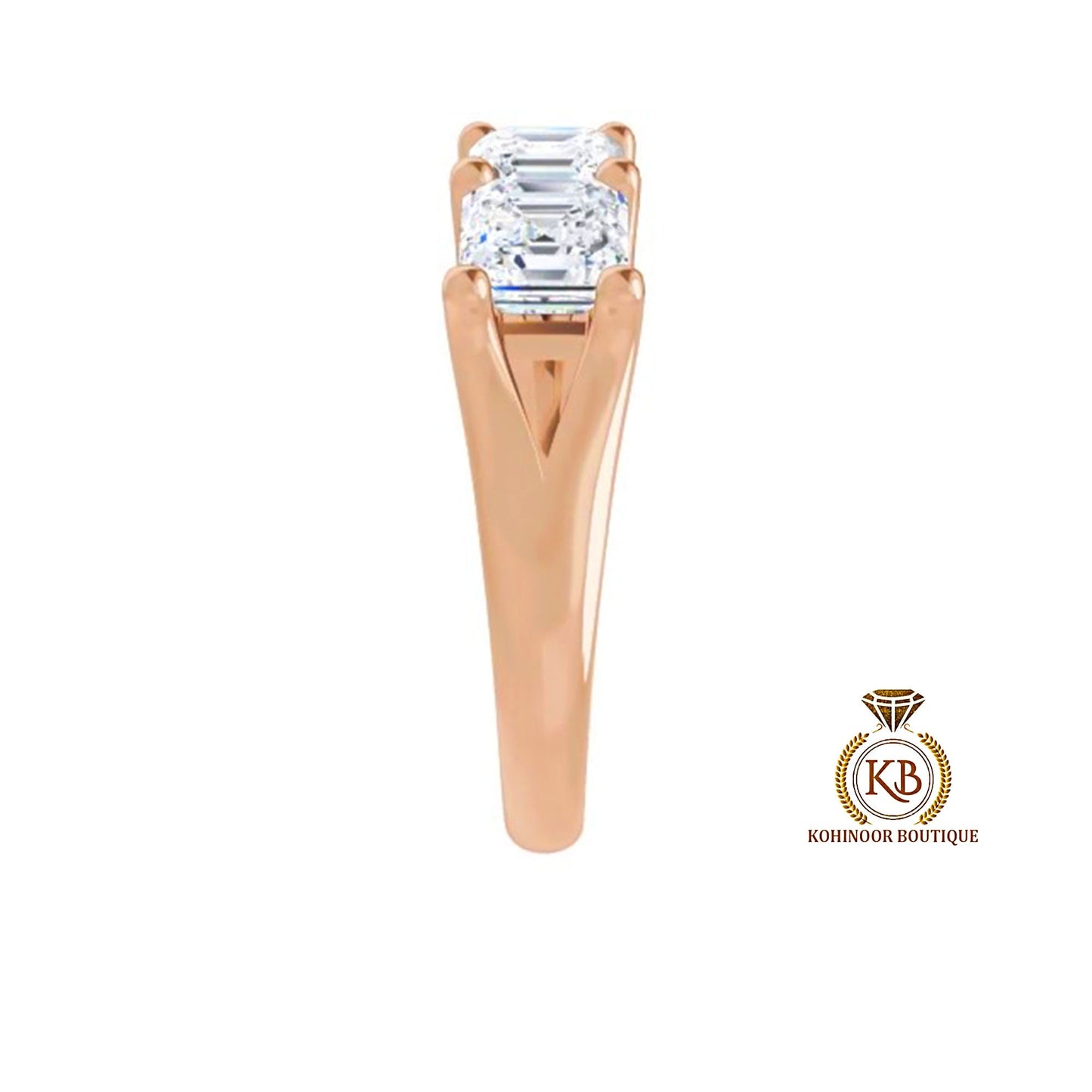 3 Stone Asscher Trellis Set Moissanite Engagement ring, ring for her, 3 stone anniversary ring, ring for women.
