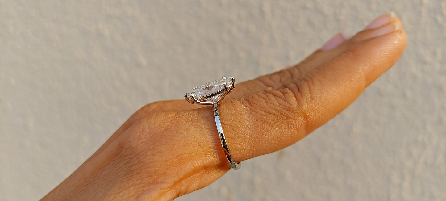 Marquise Cut Moissanite Classic Solitaire Engagement Ring, Promise ring, Proposal ring, Ring for her, gift for her