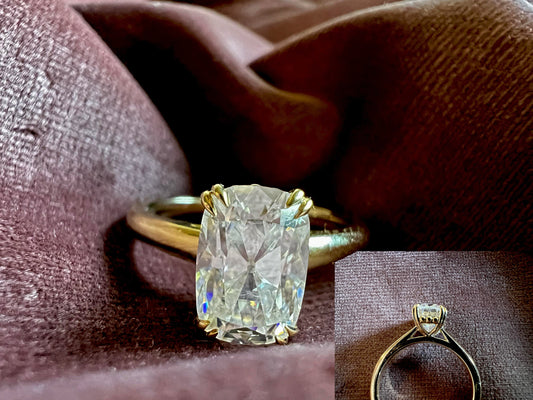 Elongated Cushion Cut Moissanite Cathedral Set Engagement Ring, Ring for women, available in 10k\14k\18k