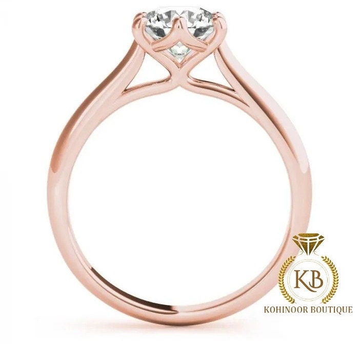 Round Cut Moissanite Cathedral Trellis set Solitaire Engagement ring, Classic solitaire ring, ring for her, ring for women, gift for her.