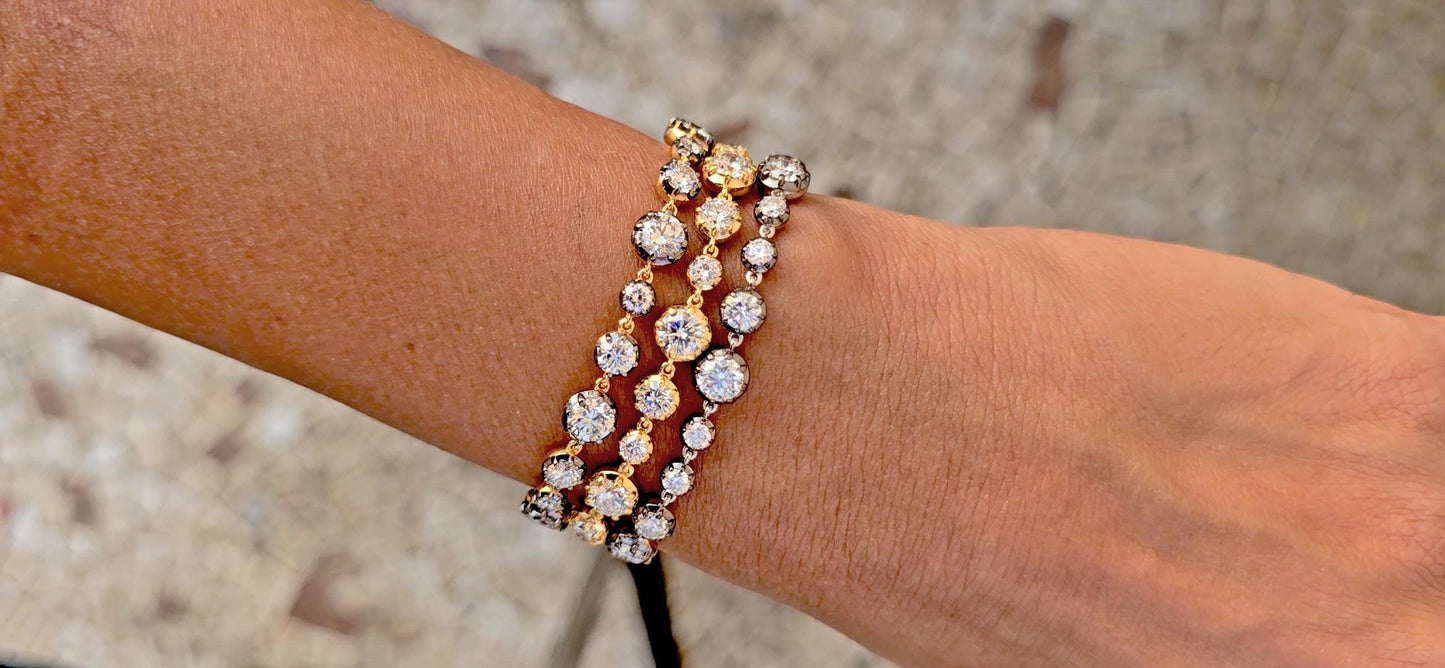 Georgian cut down button back set Moissanite Tennis Bracelet, Bracelet for women, Bracelet for girls, Bracelet for her, Anniversary gift
