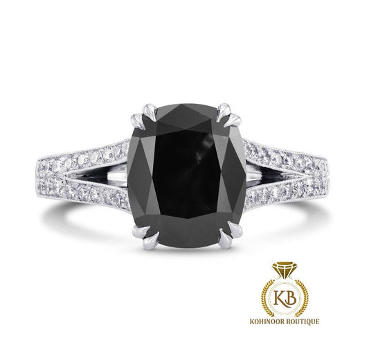 Cushion Black Onyx Diamond solitaire Engagement\wedding\propose\anniversary\promise Ring in 18k\14k\10k White\Yellow\Rose Gold