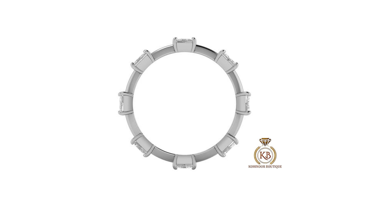 Floating Asscher Octagon Cut Moissanite Half\Full Eternity Ring, Infinity Bridal stackable wedding band for women, Anniversary gift for wife