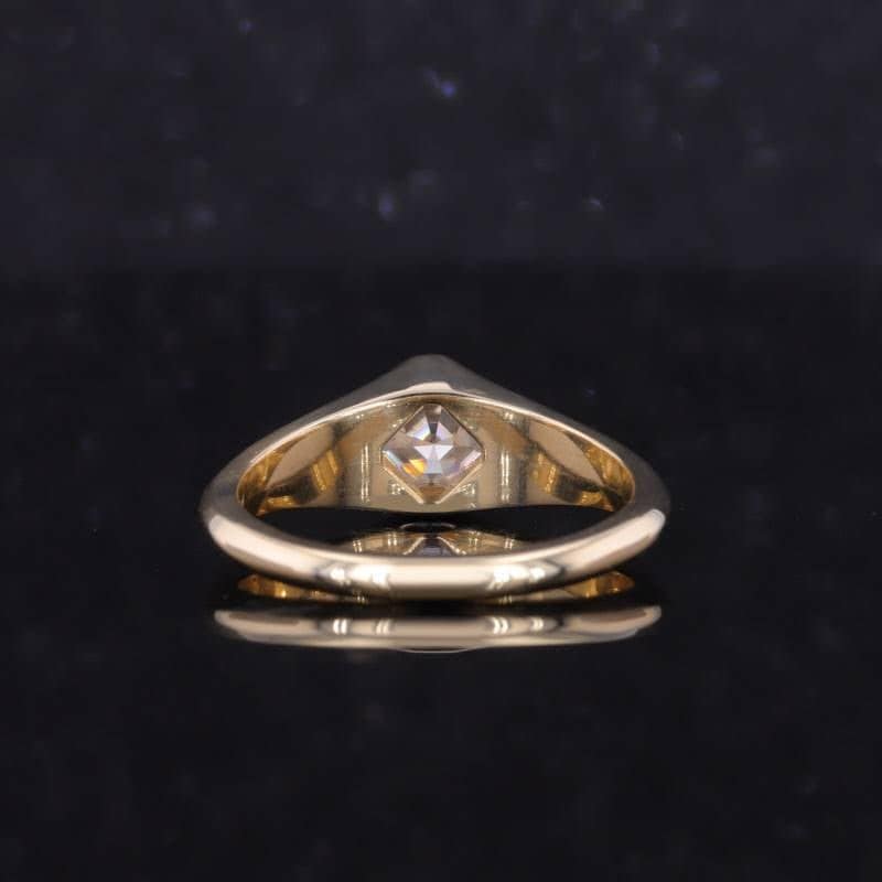 Kite set Asscher Cut Signet style ring Gypsy Set Moissanite Signet band, engagement ring , Men\Women\Unisex\Gender Neutral ring