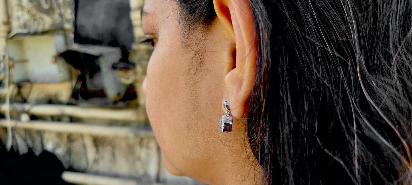 OEC Round Rock Crystal Milgrain Bezel Dangle Hook Drop Earrings for Women, Vintage earrings,everyday earrings, Push back\Screw back Earrings