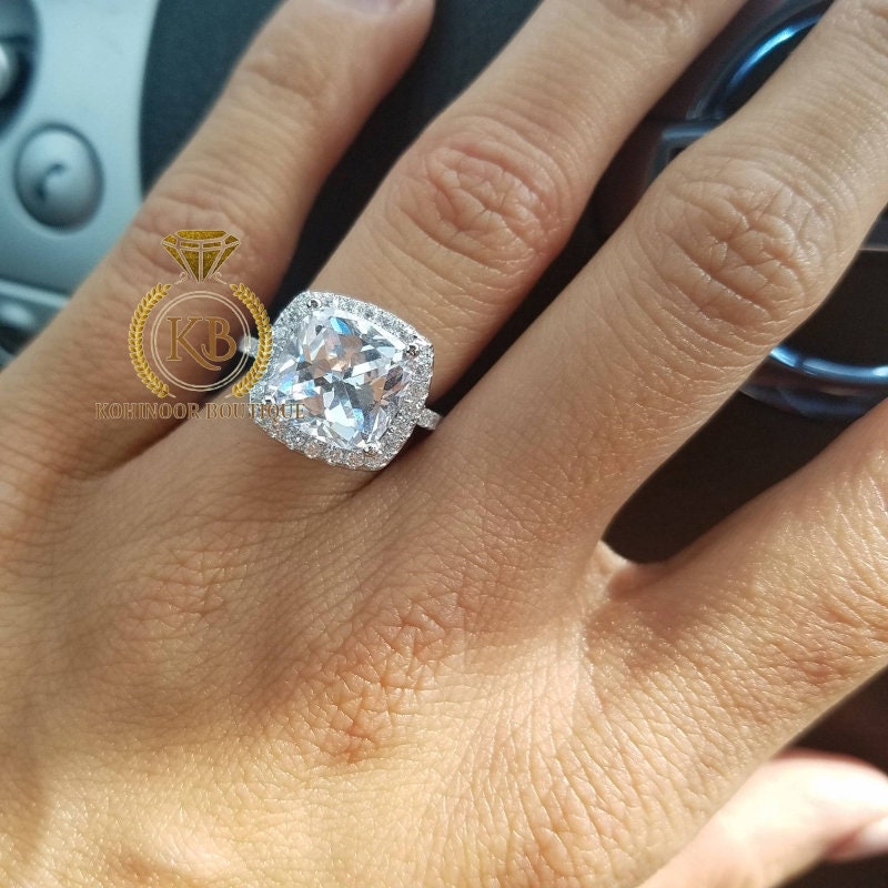 Cushion Cut Halo pave Moissanite diamond solitaire Engagement\Bridal\propose\anniversary Ring in 18k\14k White\Yellow\Rose Gold