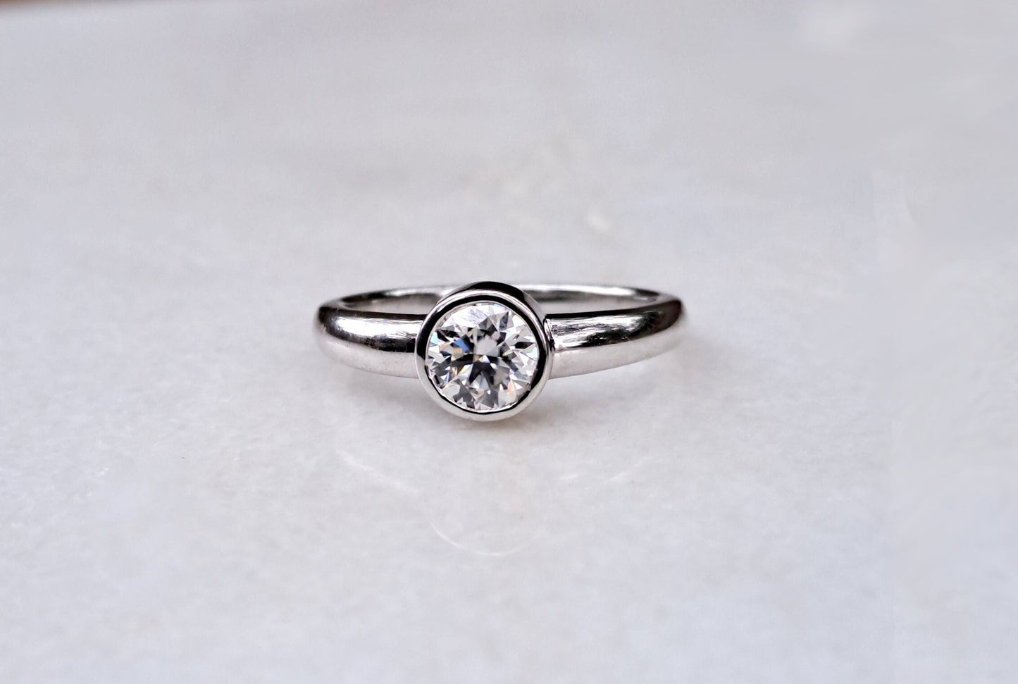 Bezel set Round Moissanite Engagement\ring, Promise ring, Proposal ring, dainty engagement ring, wedding anniversary ring, gift for her
