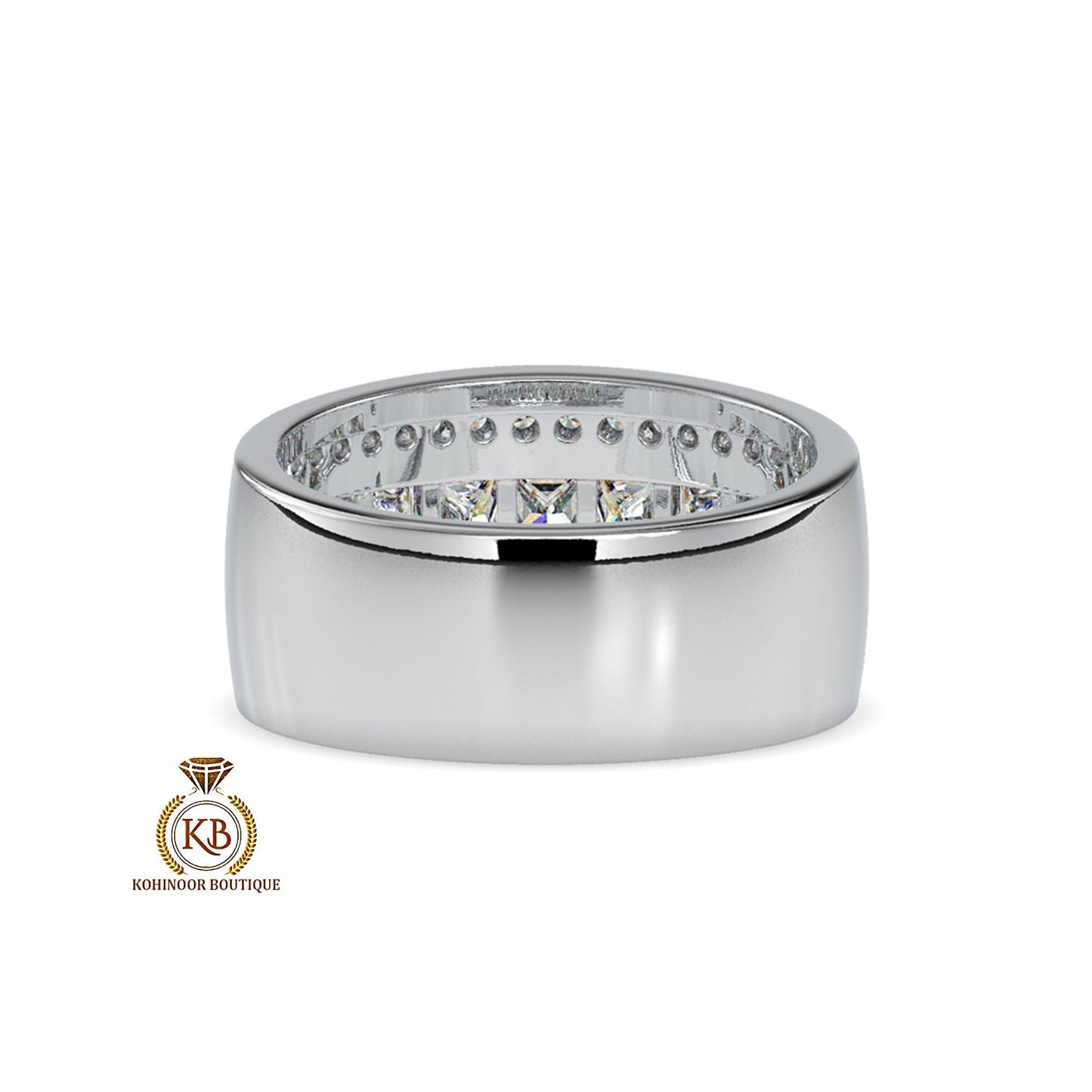 Channel set Princess & Round Cut Moissanite Engagement\Proposal\Anniversary\Wedding Ring for Men\Women\Unisex Band