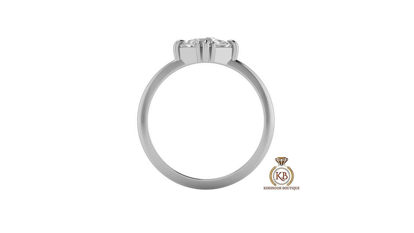 East West Set Lozenge Cut moissanite Solitaire Engagement Ring, Rings for women, ring for her, dainty proposal ring.