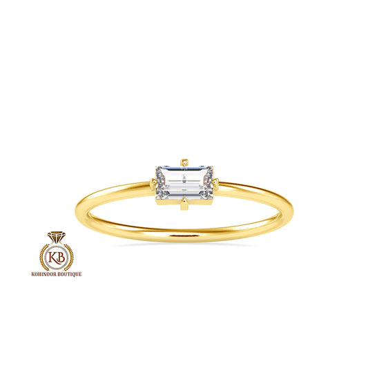 East West Set Baguette Moissanite dainty engagement ring ,Chic minimalist daily wear right hand ring,boho stackable ring