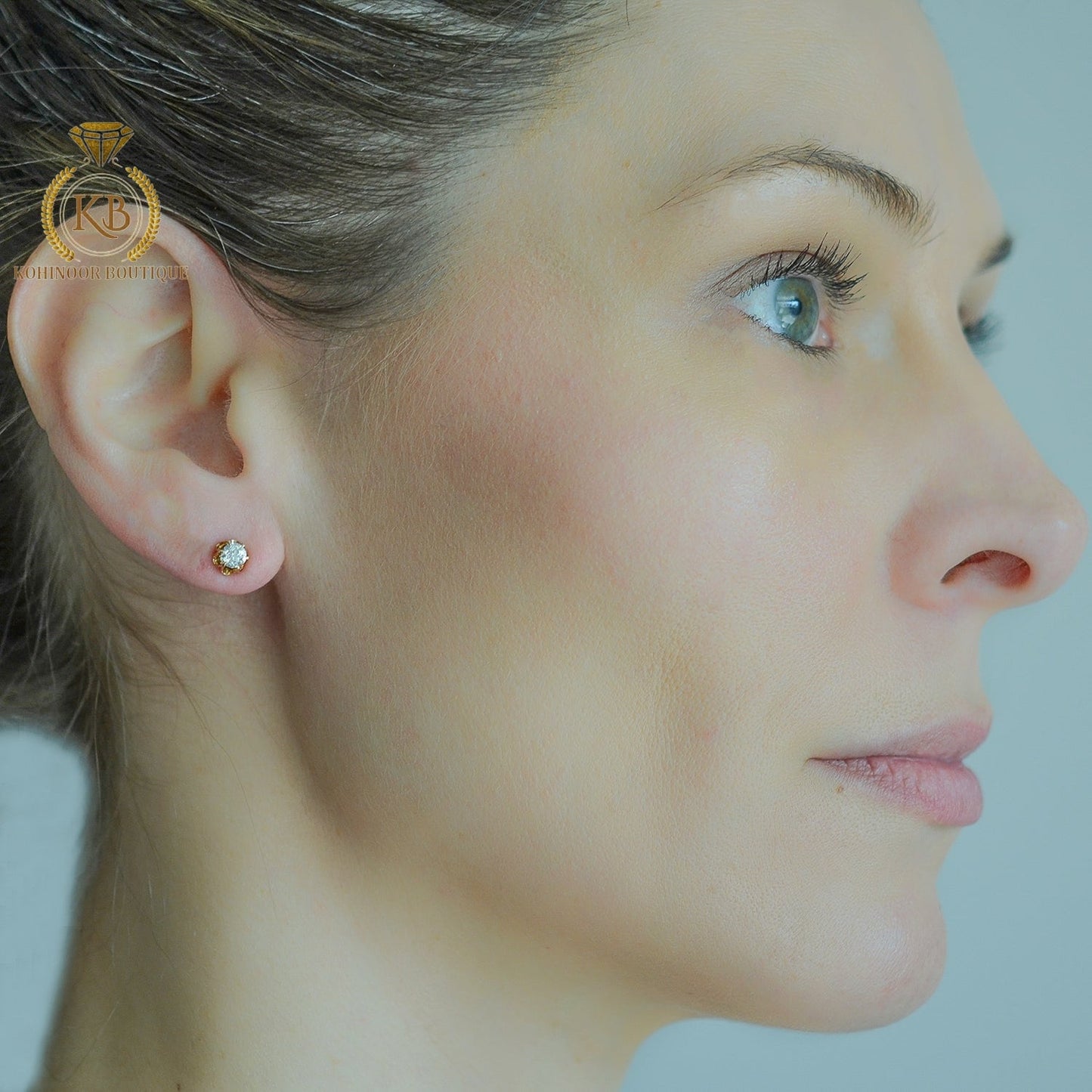 Victorian Round Moissanite Collet Stud Earrings, Moissanite Wedding Earrings, Push Back Earrings, Anniversary Gift