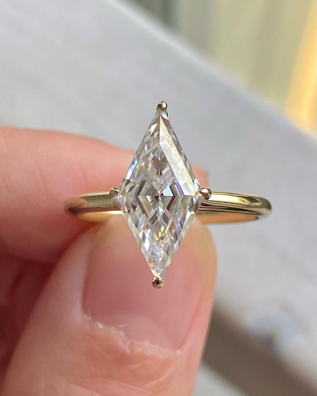 Step Cut Lozenge Cut moissanite Solitaire Engagement Ring, Gift for her, Rings for women, Promise ring, Proposal Ring