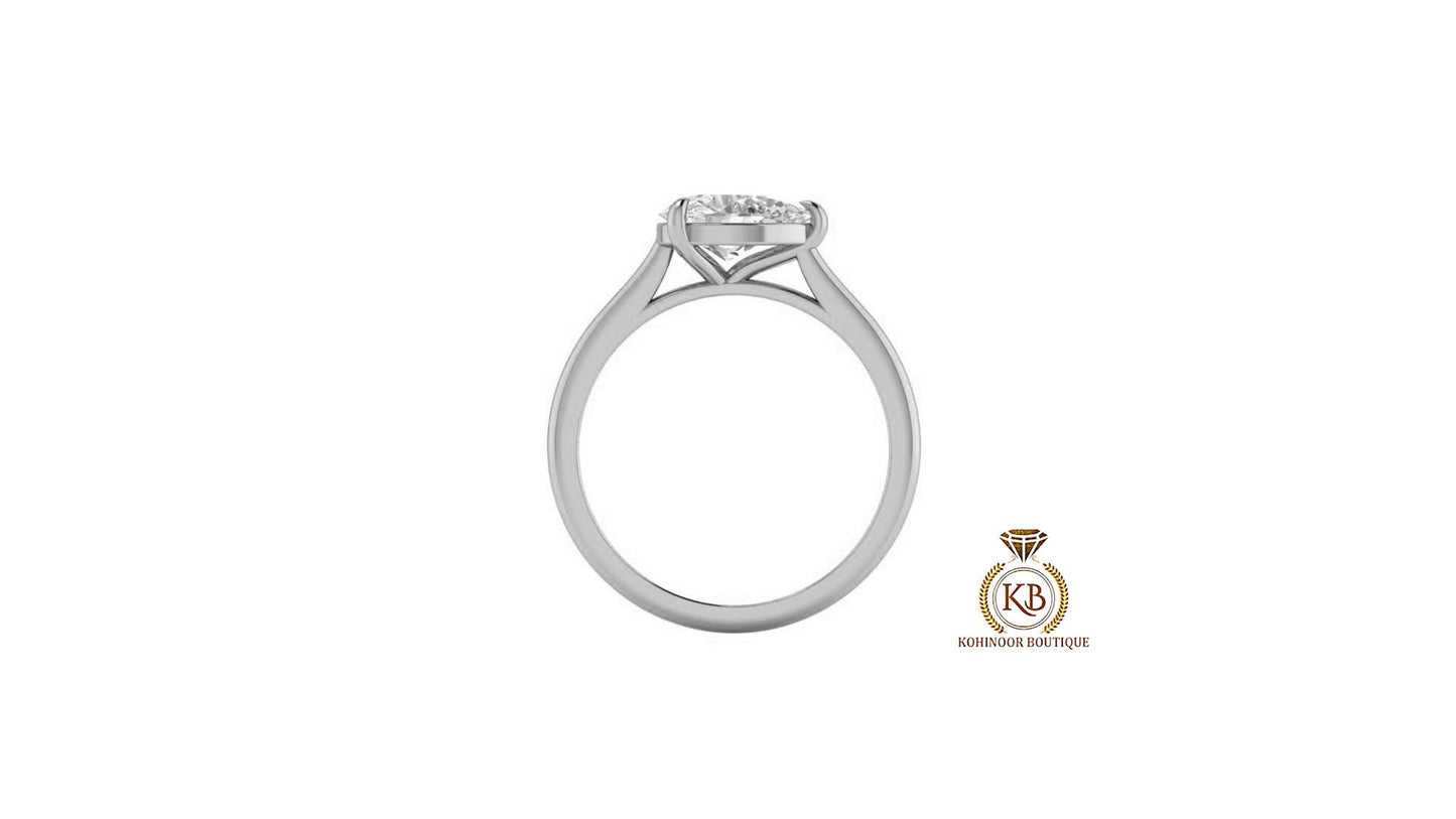 East-West Classic Trellis Pear Cut Solitaire Engagement Ring, Right hand ring, Cocktail Ring, Ring for her, ring for women
